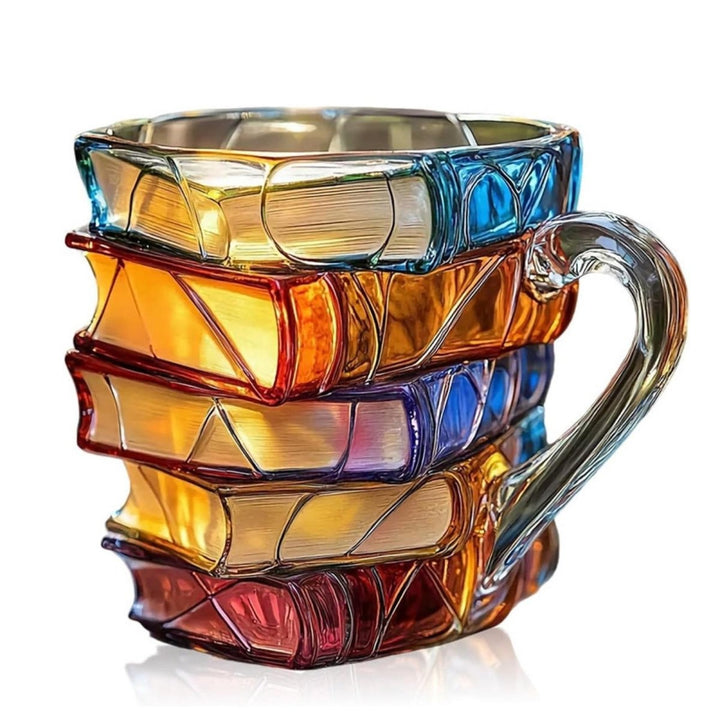 Book Stack Glass Mug Heat Resistant Borosilicate Coffee Cup