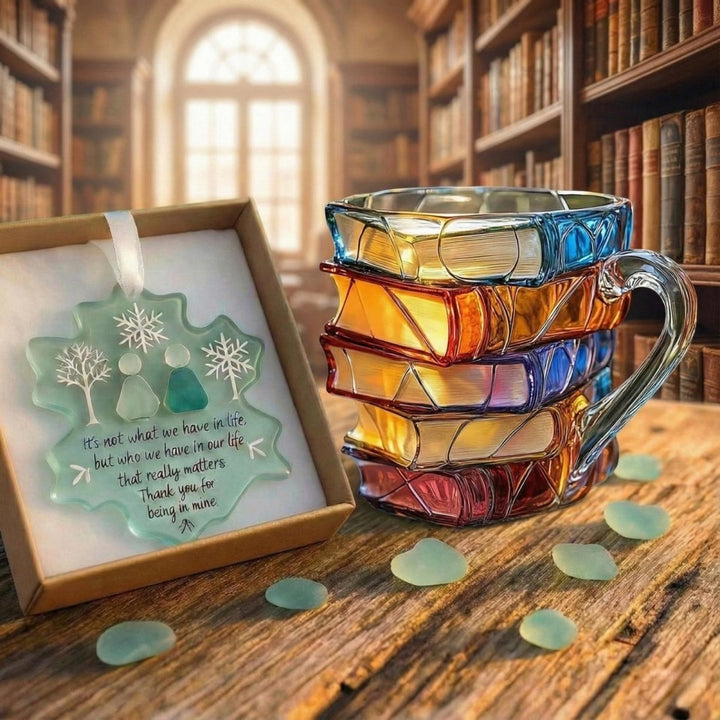 Book Stack Glass Mug Heat Resistant Borosilicate Coffee Cup