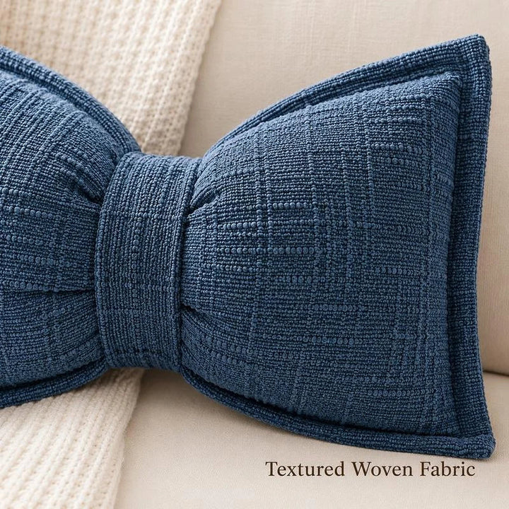 Bow Throw Pillow Shaped Chenille Plush Decorative with Fitted Insert