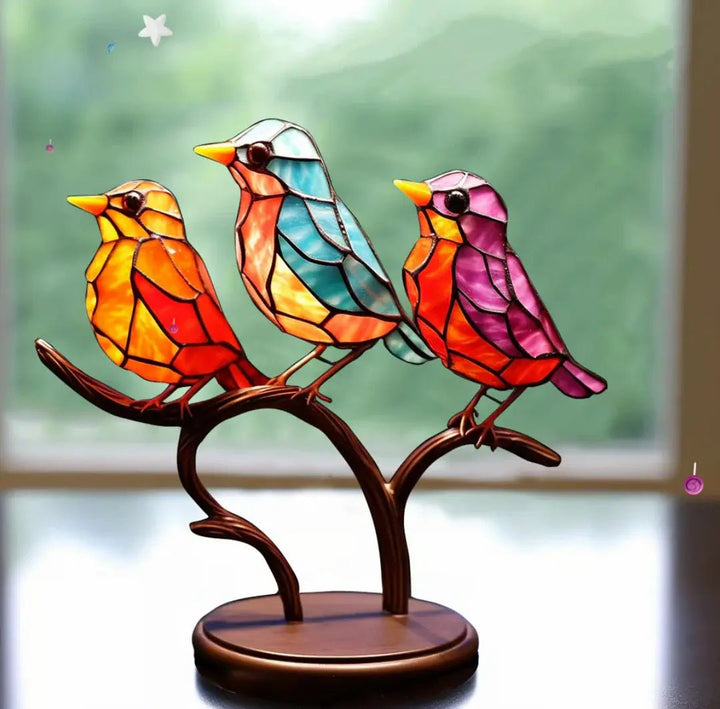 Breezy Bird Decoration | Five Coloured Birds On A Branch