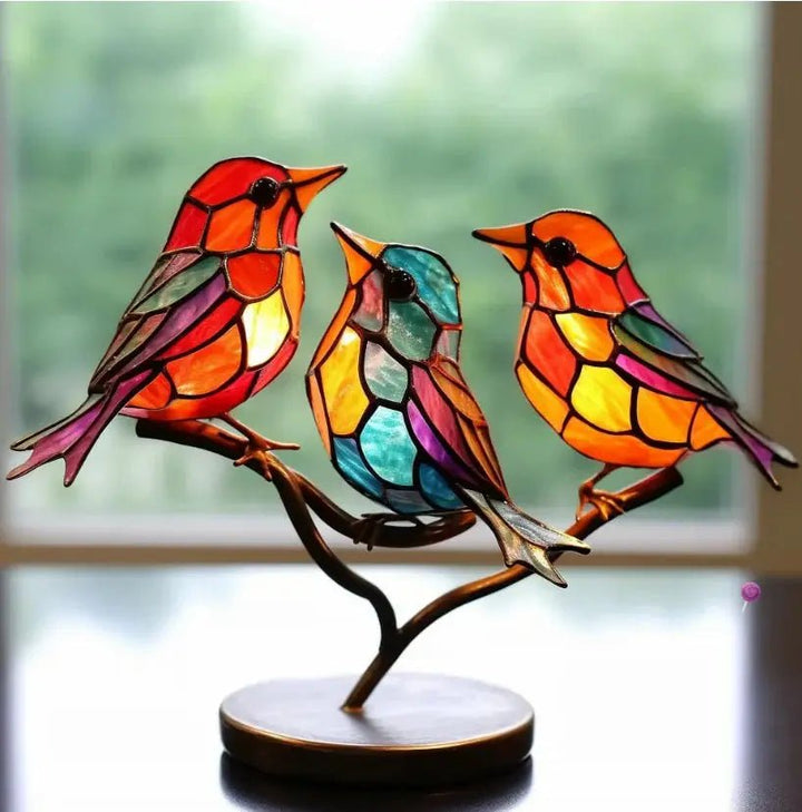 Breezy Bird Decoration | Five Coloured Birds On A Branch