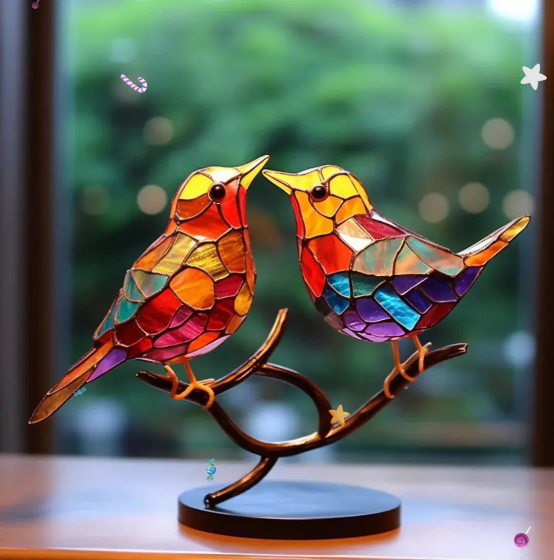 Breezy Bird Decoration | Five Coloured Birds On A Branch