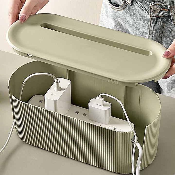 Cable Storage Pouch 2-Pack, Plastic, 30 x 20 x 15 cm | Compartments for Chargers &amp; Cables | Tidy Home or Office Storage