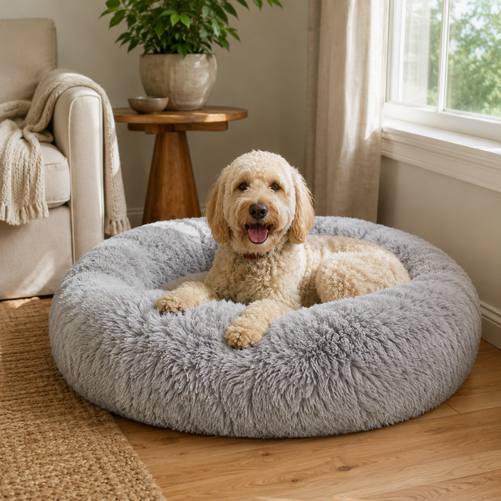 Calming Dog Bed Plush | Machine Washable, Soft Cosy Design | Anti-Anxiety Cushion for Restful Sleep and Naps for Dogs 7