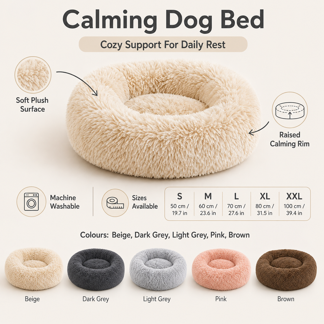 Calming Dog Bed Plush | Machine Washable, Soft Cosy Design | Anti-Anxiety Cushion for Restful Sleep and Naps for Dogs 9