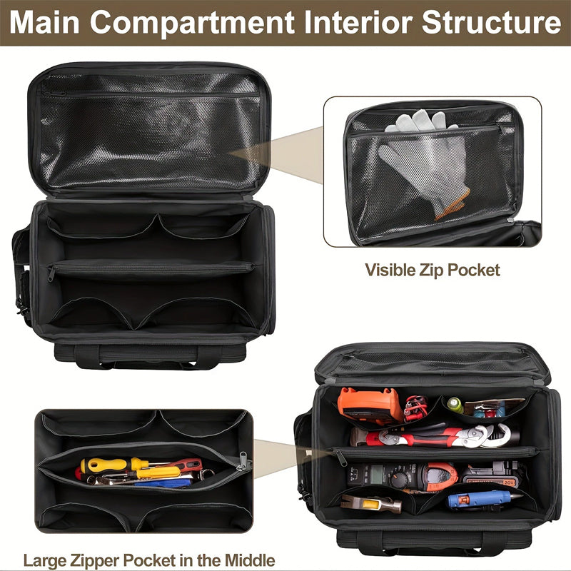Canvas Tool Bag Set | MOLLE Expandable Organiser, Reinforced Handles &amp; Shoulder Strap | Storage for Hand &amp; Power Tools