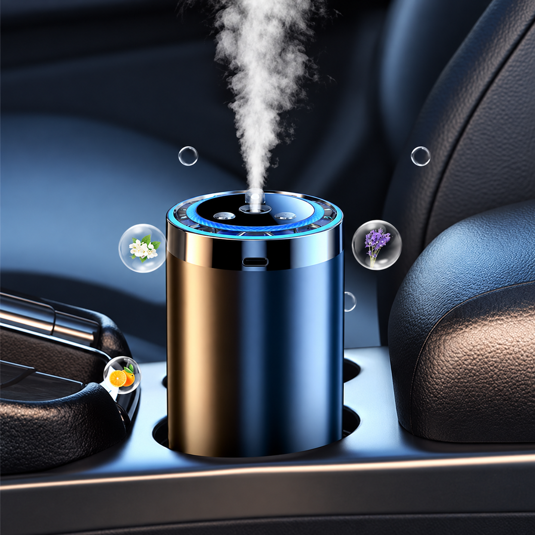 Car Fragrance Dispenser Rechargeable USB-C Compact with 5 Spray Levels