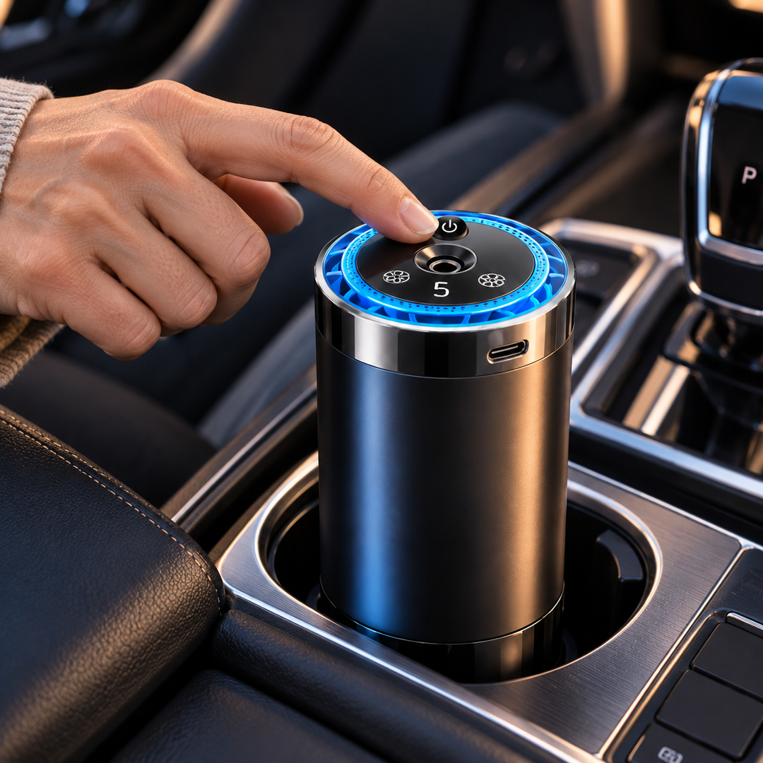 Car Fragrance Dispenser Rechargeable USB-C Compact with 5 Spray Levels