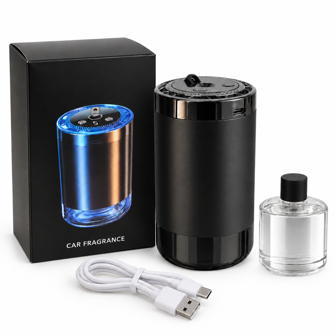 Car Fragrance Dispenser Rechargeable USB-C Compact with 5 Spray Levels