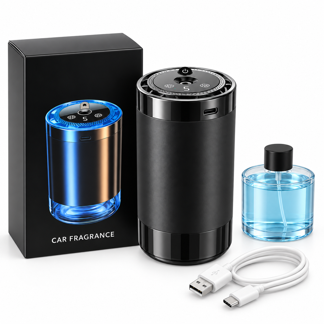 Car Fragrance Dispenser Rechargeable USB-C Compact with 5 Spray Levels