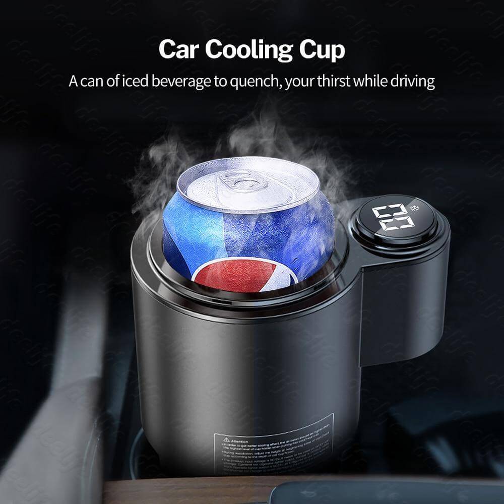 Car Heating Cooling Cup Holder | Digital Display, 0°C to 60°C Range | 12V Aluminium Alloy Build, Mechanical Switch