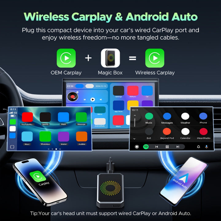Wireless Car Adapter Streaming Box | Bluetooth, HDMI, USB-C, Dual Wi-Fi | Supports 1080p, Voice Control, USB Playback 11