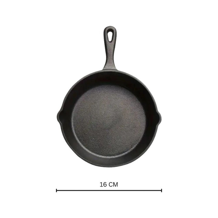 Cast Iron Pan Round Induction Compatible Textured with Two Pouring Spouts
