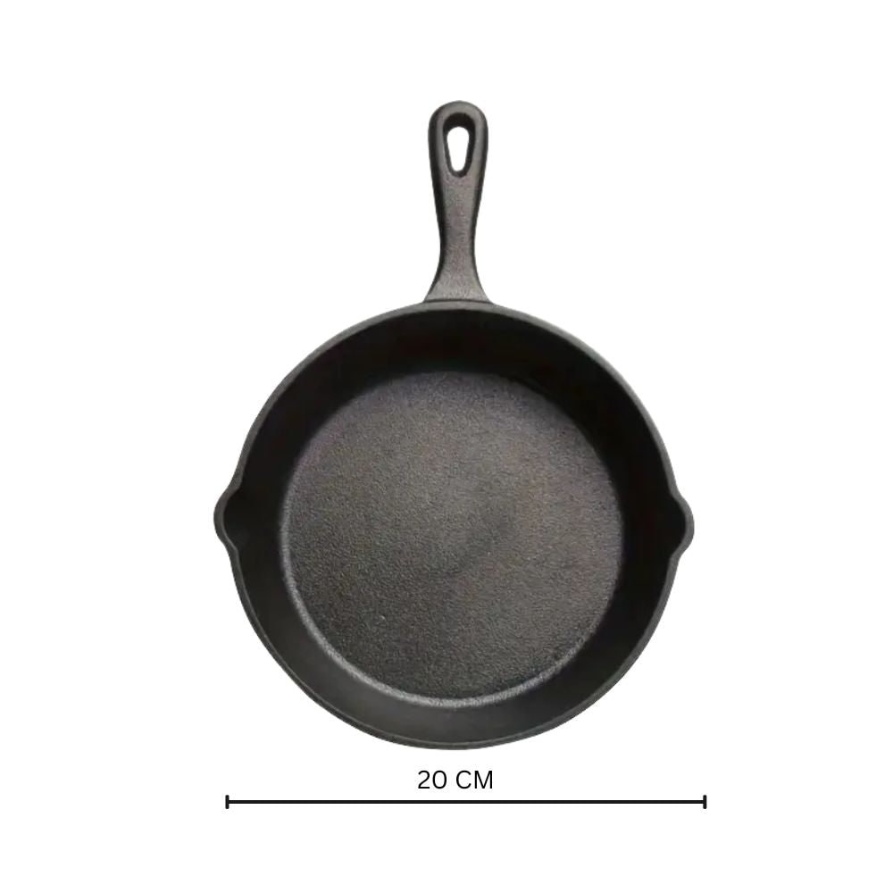 Cast Iron Pan Round Induction Compatible Textured with Two Pouring Spouts
