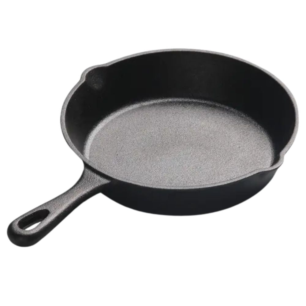 Cast Iron Pan Round Induction Compatible Textured with Two Pouring Spouts