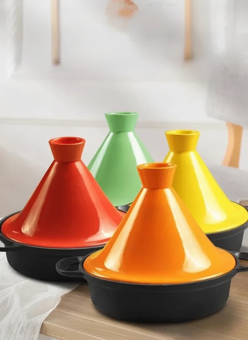 Cast Iron Tagine | 26cm Enamelled Base with Conical Ceramic Lid
