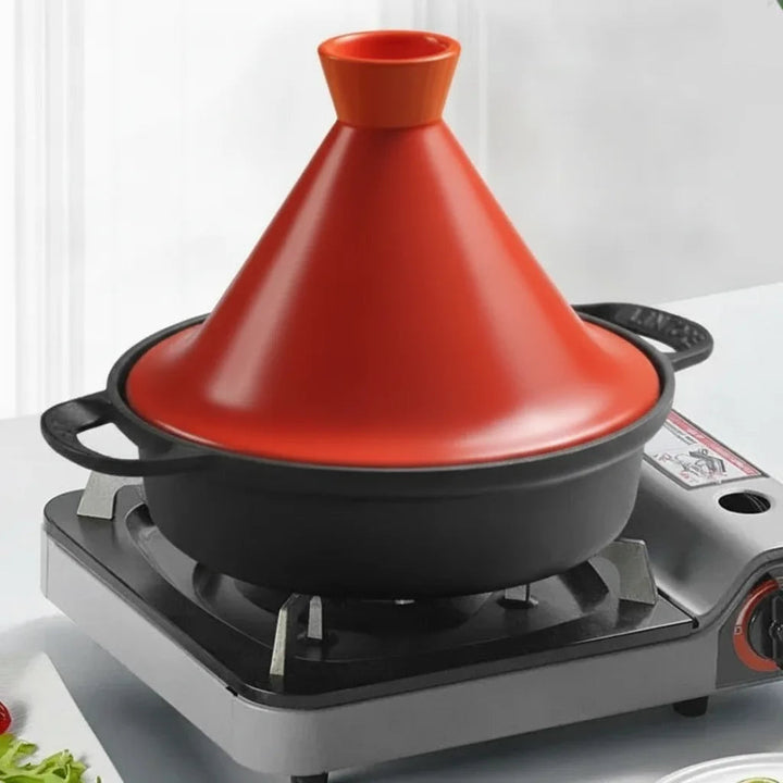 Cast Iron Tagine | 26cm Enamelled Base with Conical Ceramic Lid