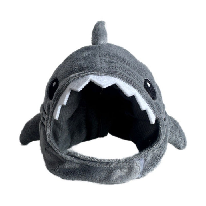 Cat Costume Hat Shark Embroidered Padded Adjustable with Hook-and-Loop Strap