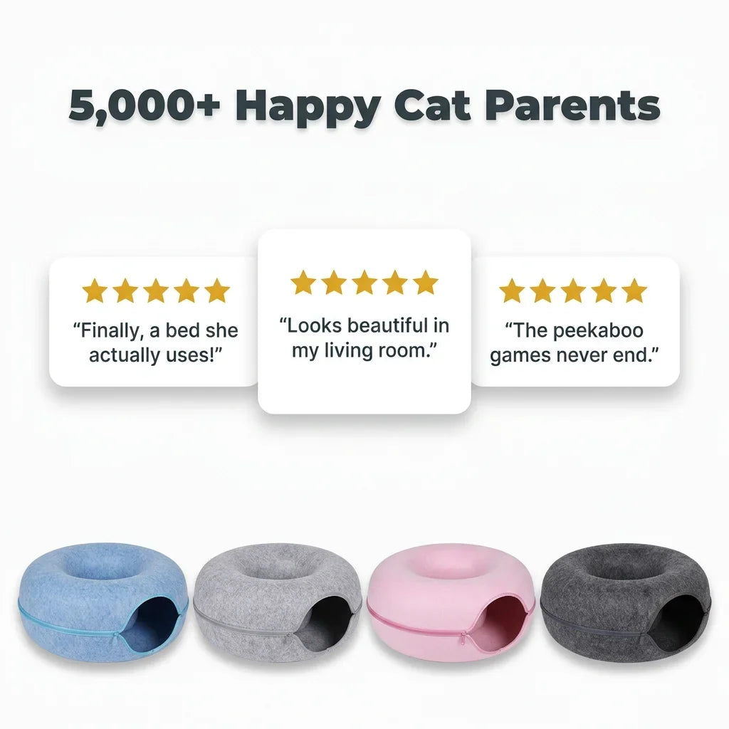 Cat Hideout Bed | Interactive Peek-a-Boo Play Design | Cosy Enclosed Retreat for Cats to Hide, Relax and Unwind
