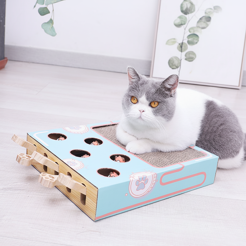Cat Scratcher Playground Corrugated Paper | 3-in-1 Climbing, Hiding and Scratching Levels | Protects Furniture & Keeps Cats Active