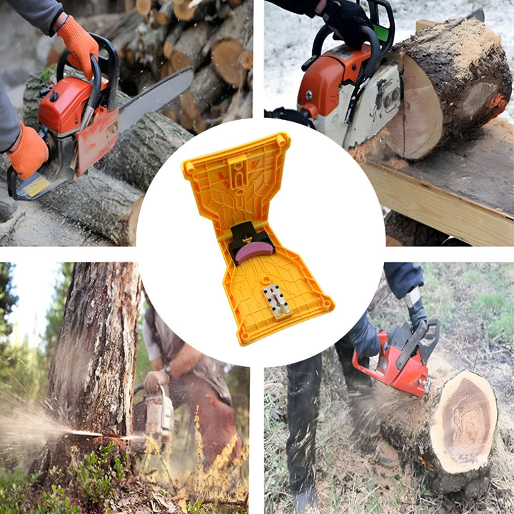 Chainsaw Sharpener Tool | Universal Fit for 1 and 2 Hole Guide Bars | Fast 3 Minute Touch Ups For Home, Camp and Job Sites