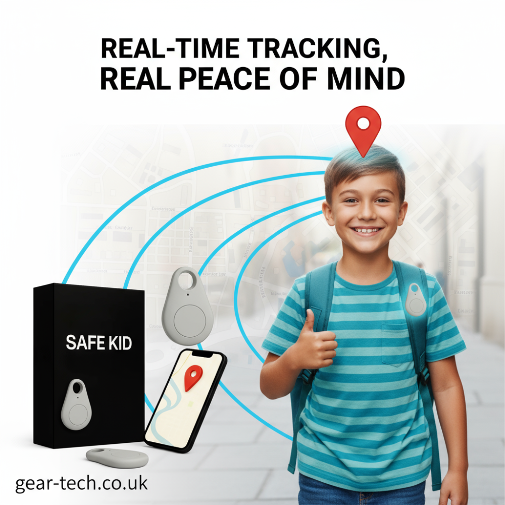 Child GPS Location Tracker | Real-Time Tracking, SOS Alerts &amp; Bluetooth | Waterproof IP67 with 5-Day Battery Life