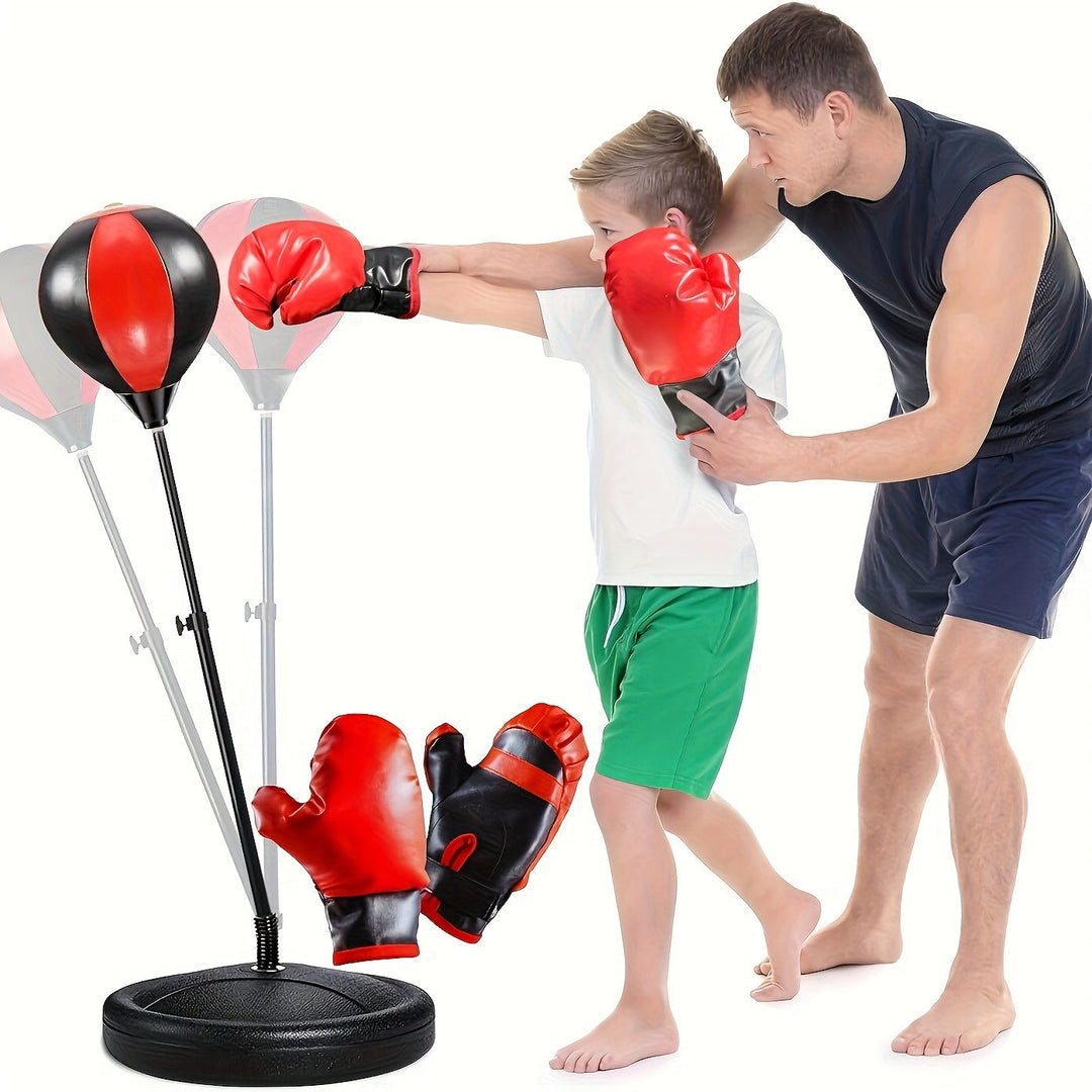Children's Freestanding Boxing Set | Adjustable Height | Gloves Included | Ages 3+