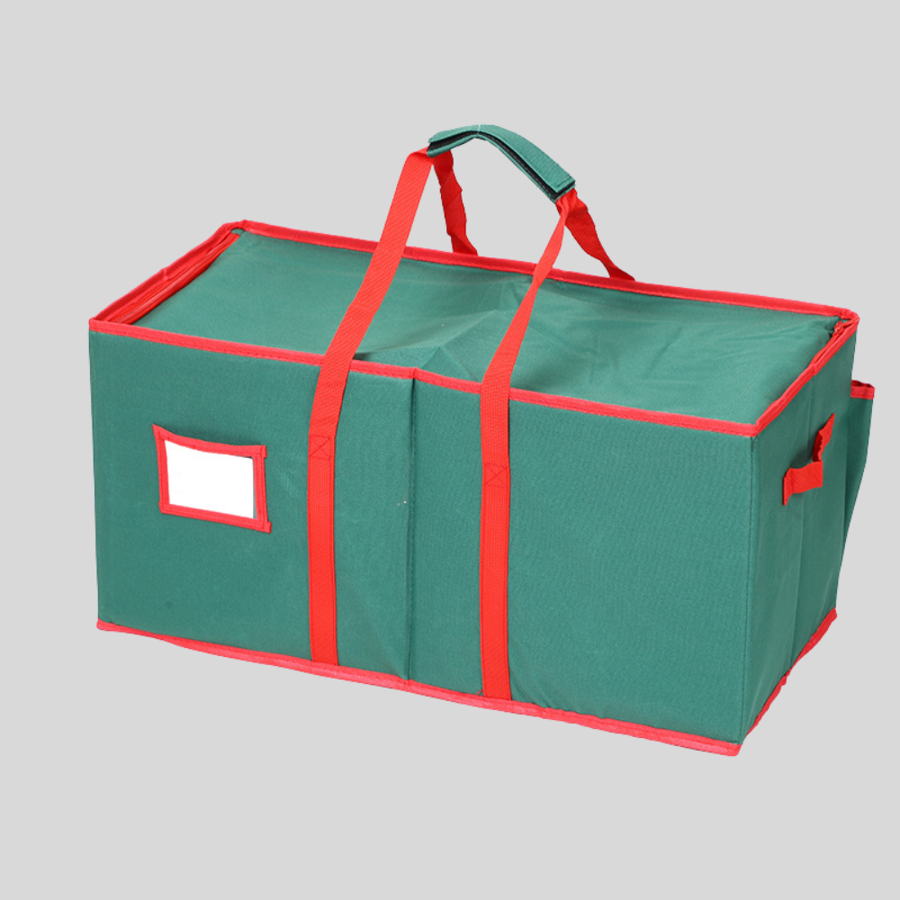 Christmas Ornament Storage Box | Holds Up to 64 Ornaments with Adjustable Dividers | Dust &amp; Moisture Resistant Fabric
