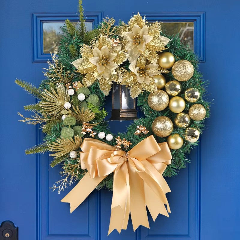 Christmas Wreath Pre-Lit LED Battery Operated Sturdy Frame with Large Bow