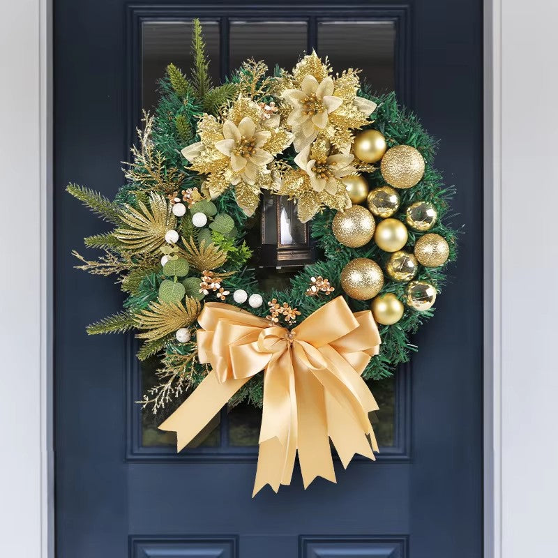 Christmas Wreath Pre-Lit LED Battery Operated Sturdy Frame with Large Bow