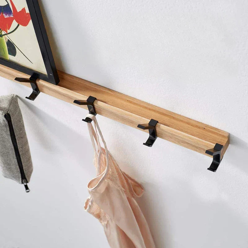 Coat Rack | Folding Dual Hooks On A Wall Mounted Rail