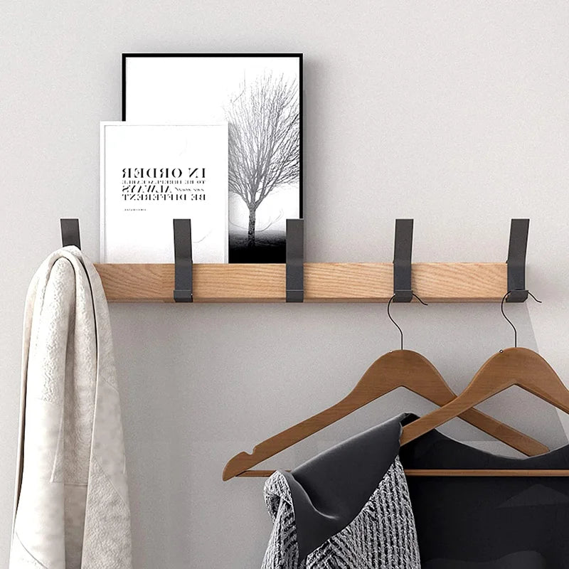 Coat Rack | Folding Dual Hooks On A Wall Mounted Rail