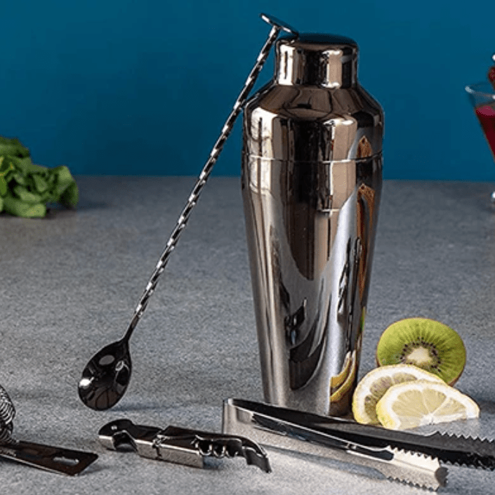 Cocktail Set Stainless Steel | 10-Piece Home Bar Tool Kit with Shaker &amp; Ice Tongs | Rust-Resistant, Easy to Clean