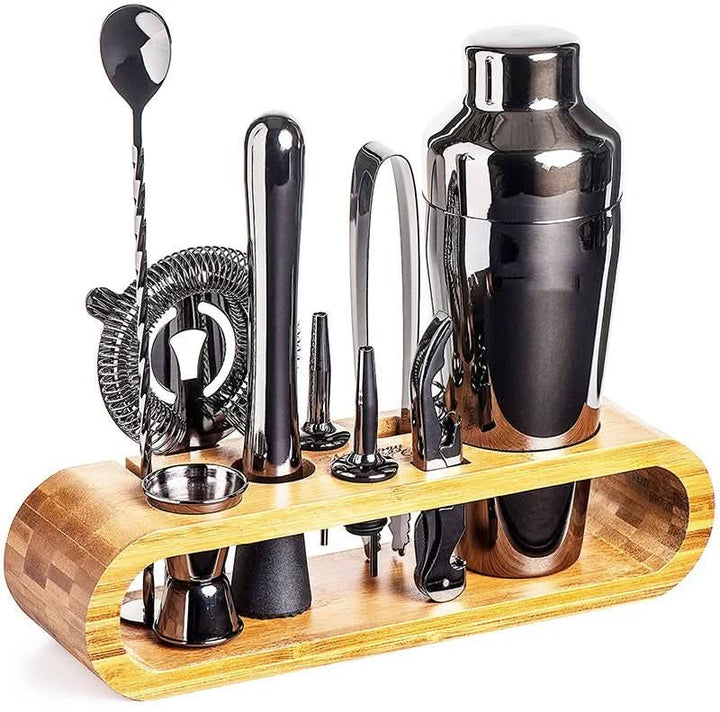 Cocktail Set Stainless Steel | 10-Piece Home Bar Tool Kit with Shaker &amp; Ice Tongs | Rust-Resistant, Easy to Clean
