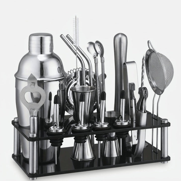 Cocktail Set Stainless Steel 20-Piece Dishwasher Safe with Boston Shaker