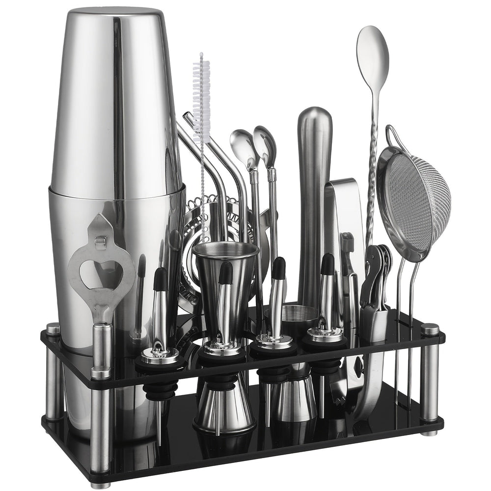 Cocktail Set Stainless Steel 20-Piece Dishwasher Safe with Boston Shaker