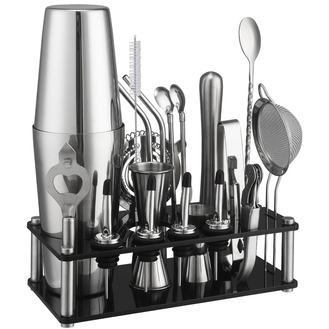 Cocktail Set Stainless Steel 20-Piece Dishwasher Safe with Boston Shaker