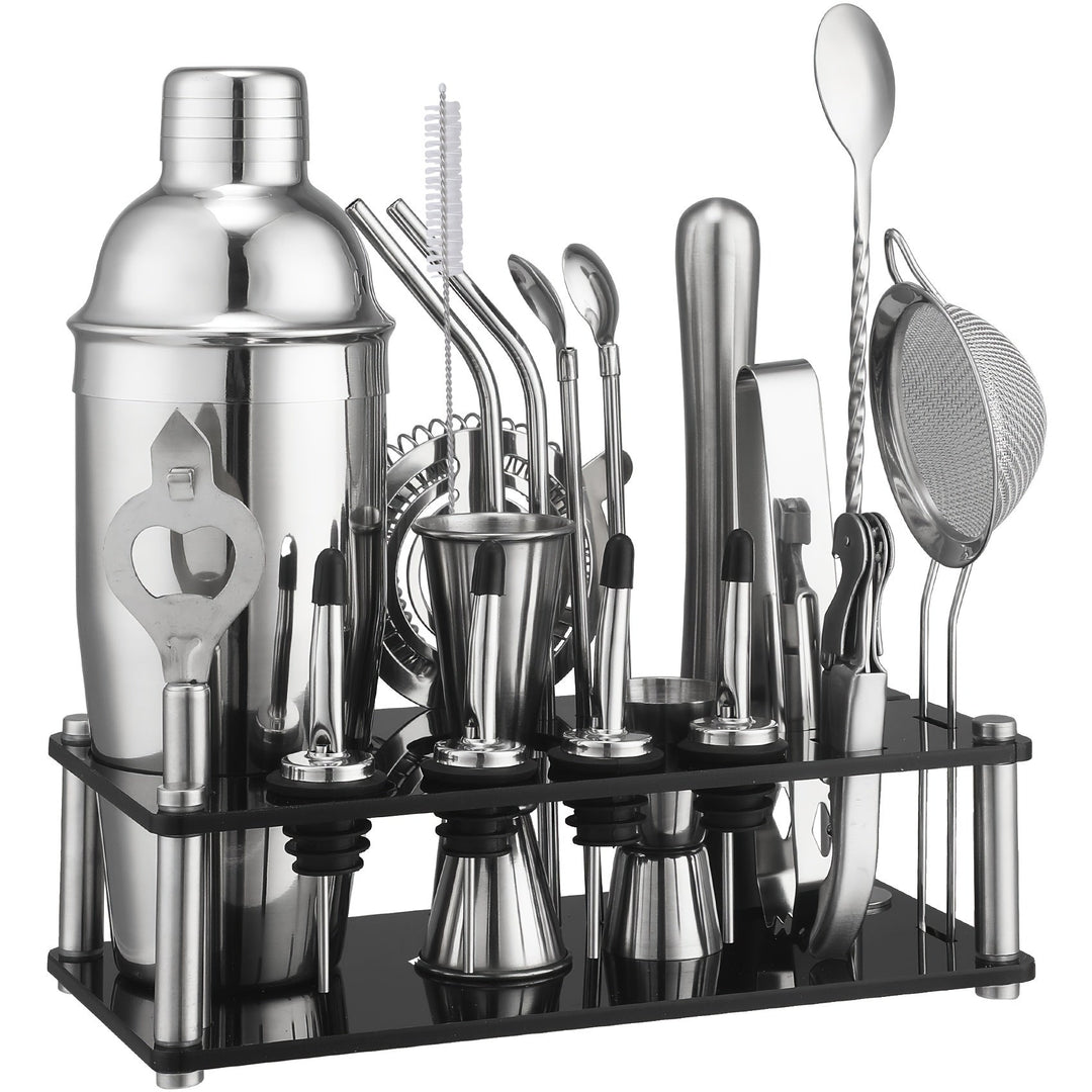 Cocktail Set Stainless Steel 20-Piece Dishwasher Safe with Boston Shaker