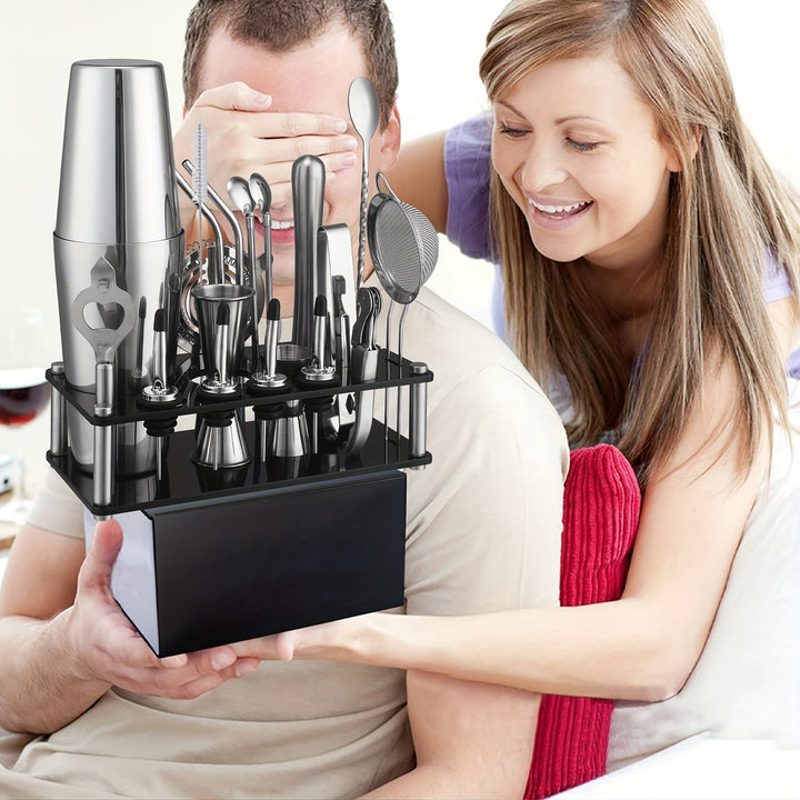 Cocktail Set Stainless Steel 20-Piece Dishwasher Safe with Boston Shaker