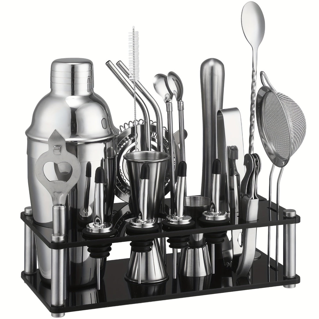 Cocktail Set Stainless Steel 20-Piece Dishwasher Safe with Boston Shaker