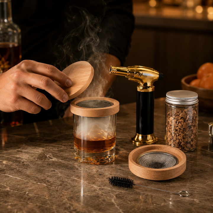 Cocktail Smoker Kit Torch Wood Chips Cleaning Brush