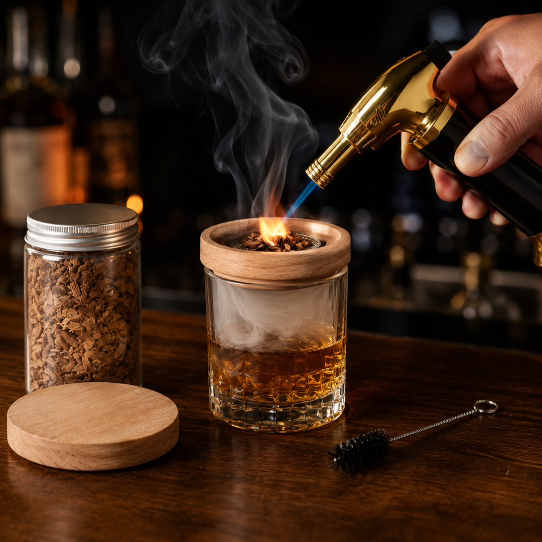 Cocktail Smoker Kit Torch Wood Chips Cleaning Brush