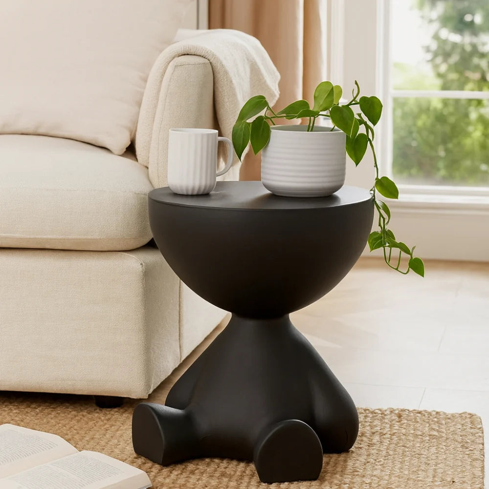 Round Side Table Plastic | Compact Stool-Style Accent Table | Space-Saving Design for Living Room, Bedroom or Hallway 2