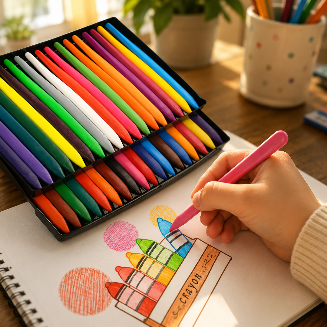 Colouring Crayons 24-Piece Set | Non-Toxic Washable Formula | Easy-Grip Design for Kids&