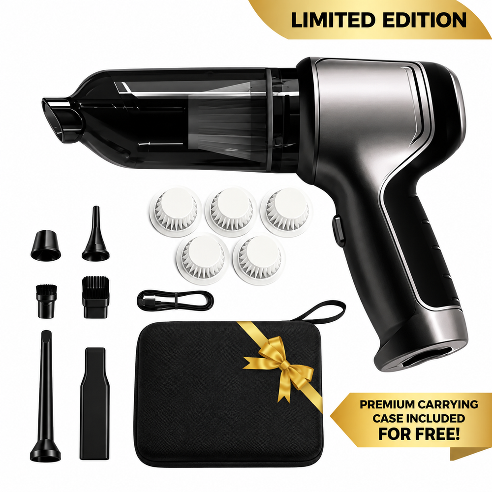Compact Cordless Handheld Vacuum | High Suction Power for Car & Home Interior | USB-C Rechargeable & Lightweight