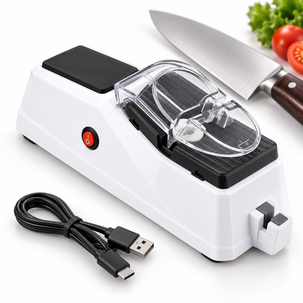 Electric Knife Sharpener | Plug-In Design, Non-Slip Base & Protective Cover | Sharpens Knives and Scissors Fast and Safely 2