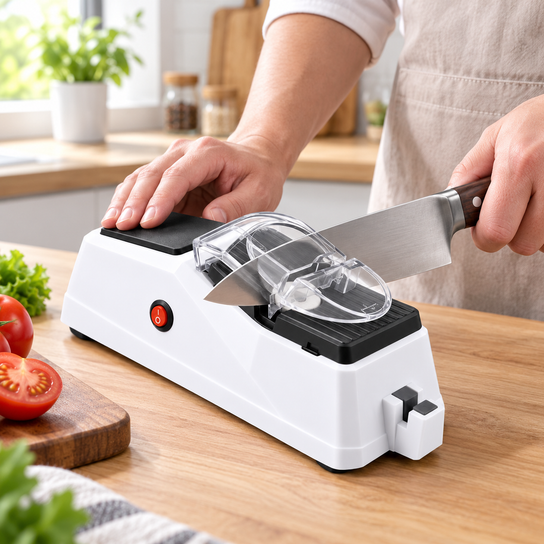 Electric Knife Sharpener | Plug-In Design, Non-Slip Base &amp; Protective Cover | Sharpens Knives and Scissors Fast and Safely 3