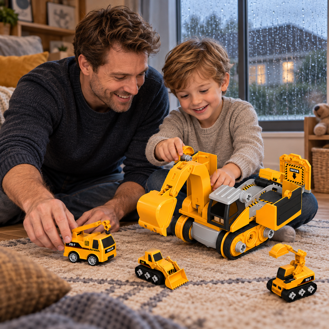 Construction Toy Take-Apart Screw-Together with Movable Crane Arm