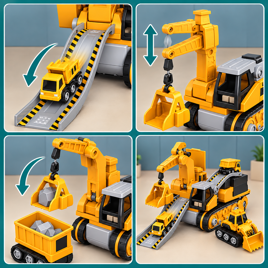 Construction Toy Take-Apart Screw-Together with Movable Crane Arm
