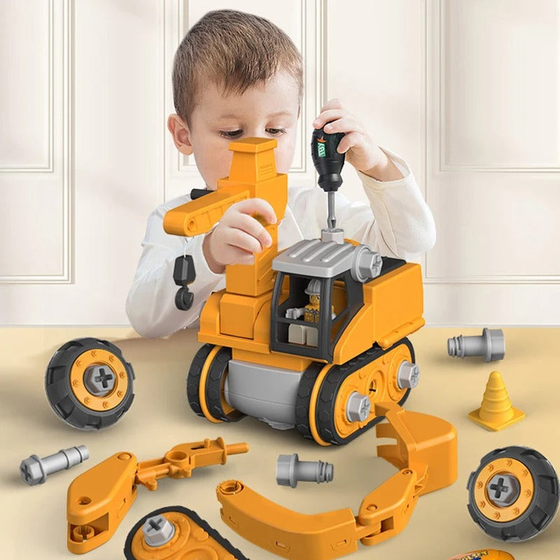 Construction Toy Take-Apart Screw-Together with Movable Crane Arm